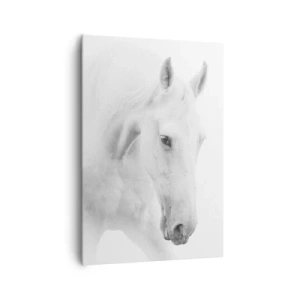 Impression sur toile - Image sur toile - Un portrait minimaliste de deux chevaux blancs - 70x100cm - Serait-ce de l’amitié? - Décoration murale moderne pour le salon et la chambre ARTTOR