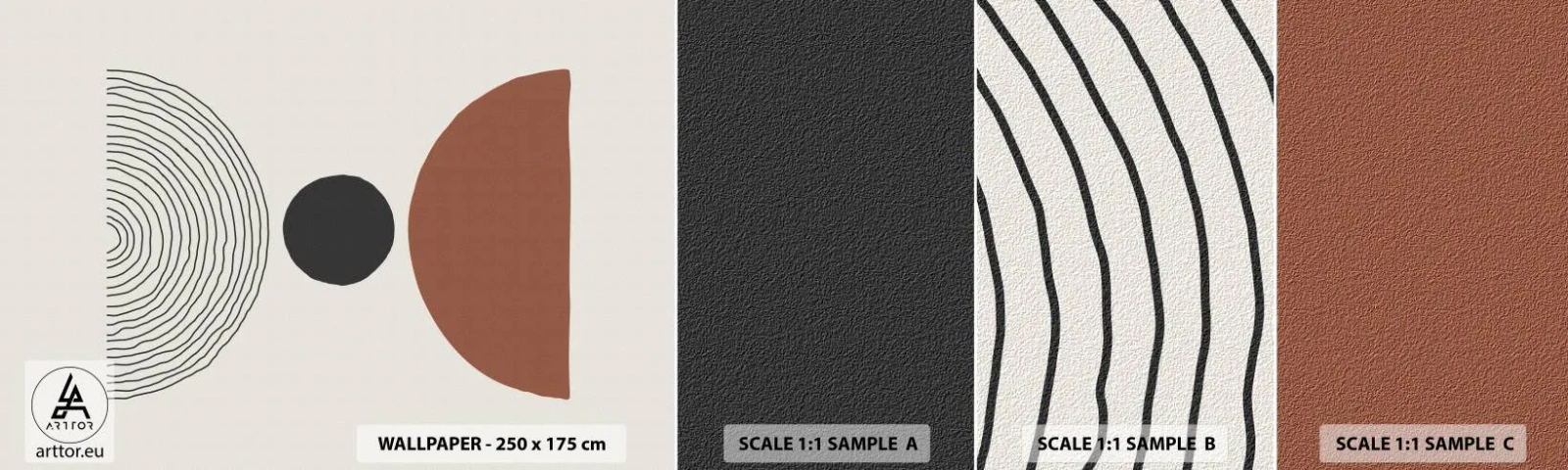 Échantillon De Papier Peint Standard Eco - Au centre de l'attention - Abstraction, Morceau, Demi-cercles - 100x30 cm