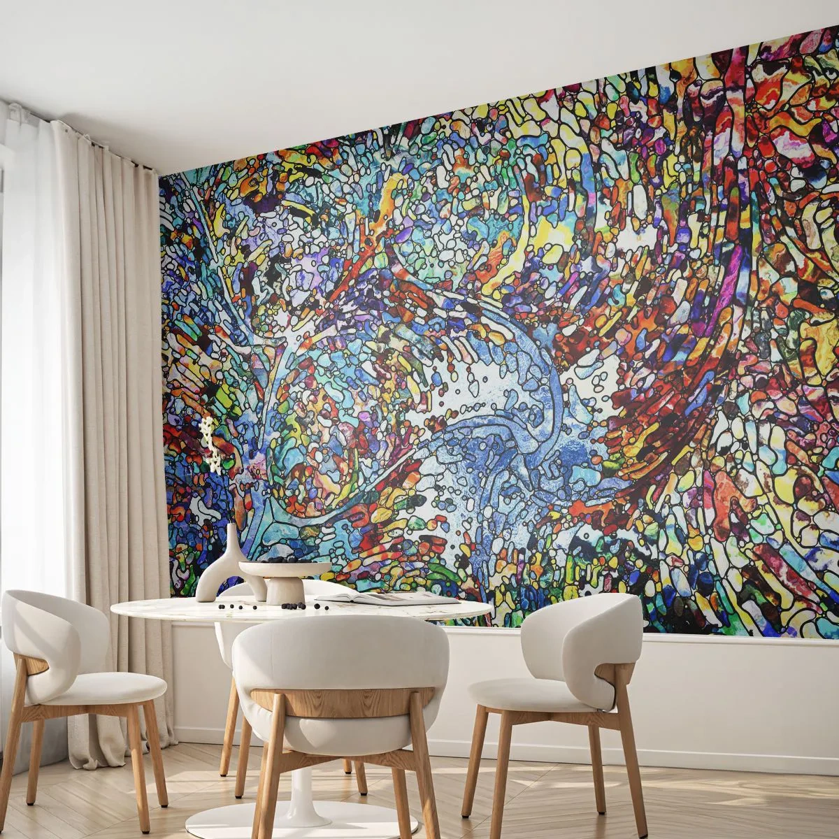 Papier Peint Autocollant Deluxe Sticker - Goutte de vitrail - Abstraction, Morceau, Graphique - 250x175 cm