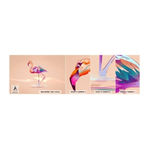 Échantillon de Papier Peint Autocollant Deluxe Sticker - L'oiseau des bonnes émotions - Flamant, Oiseau, Abstraction - 100x30 cm