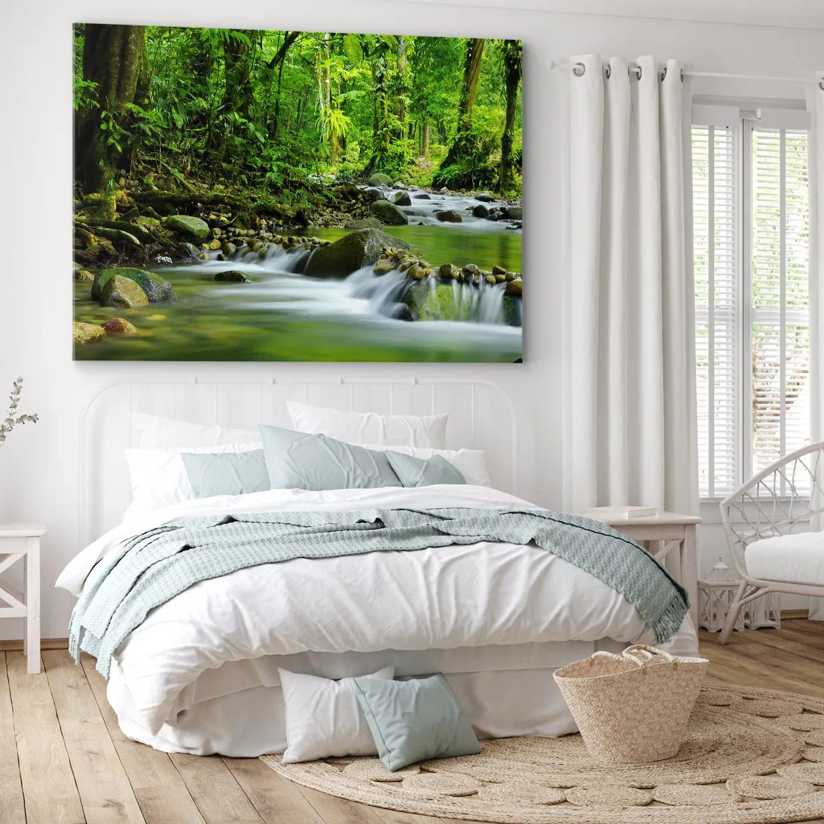 Impression sur toile - Image sur toile - Un ruisseau dans une forêt tropicale luxuriante - 70x50cm - Nager dans un océan de verdure - Décoration murale moderne pour le salon et la chambre ARTTOR