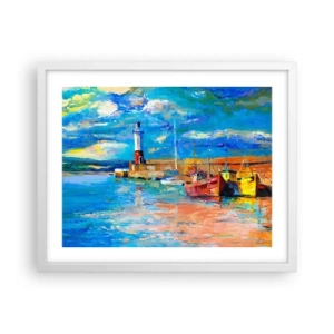 Affiche dans un cadre blanc - Poster - Un après-midi dans la baie arc-en-ciel - 50x40 cm