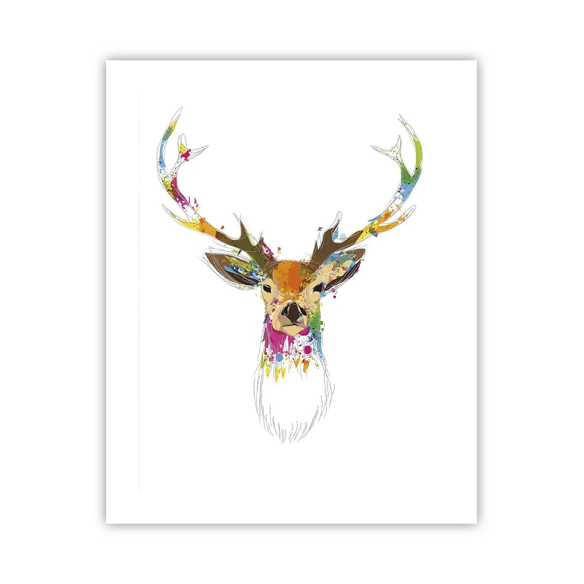 Affiche - Poster - Un cerf doux baigné de couleur - 40x50 cm