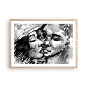 Affiche dans un chêne clair - Poster - Un moment tendre - 70x50 cm