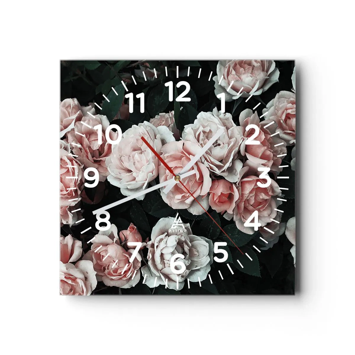 Horloge murale - Pendule murale - Ensemble de rose - 30x30 cm
