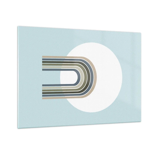 Impression sur verre - Image sur verre - Une composition abstraite avec des arches dans des tons délicats de bleu et de vert. - 100x70cm - Attraction irrésistible - Décoration murale moderne pour le salon et la chambre ARTTOR