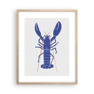 Affiche dans un chêne clair - Poster - Homard exquis en bleu marine - 40x50 cm