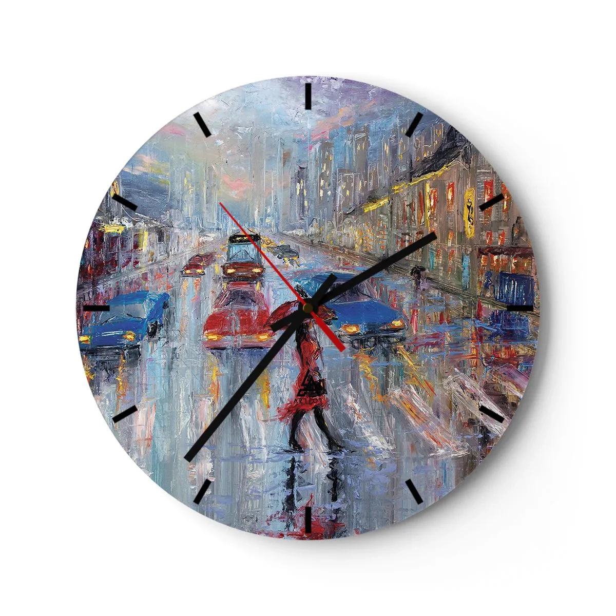 Horloge murale - Pendule murale - Après-midi pluvieux en ville - 40x40 cm