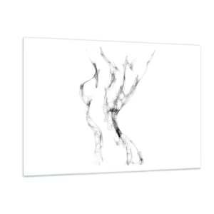 Impression sur verre - Image sur verre - Contour féminin abstrait composé de lignes noires et fumées - 120x80cm - Belle et forte - Décoration murale moderne pour le salon et la chambre ARTTOR