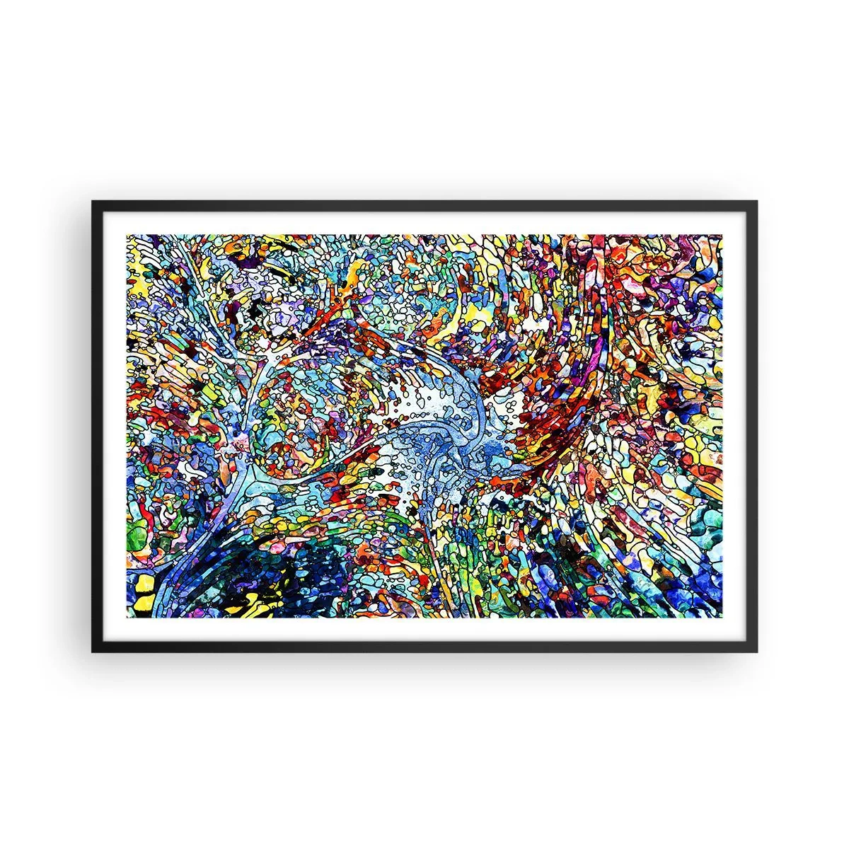 Affiche dans un cadre noir - Poster - Goutte de vitrail - 91x61 cm