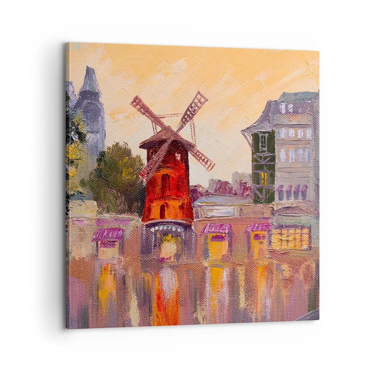 Impression sur toile - Image sur toile - Icones parisiennes – le Moulin rouge - 60x60 cm