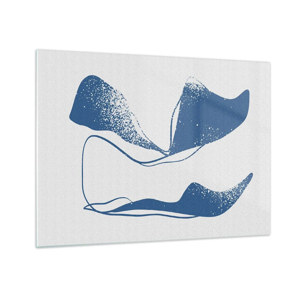 Impression sur verre - Image sur verre - Formes abstraites bleu marine ressemblant à des ailes - 70x50cm - Abstraction ailée - Décoration murale moderne pour le salon et la chambre ARTTOR