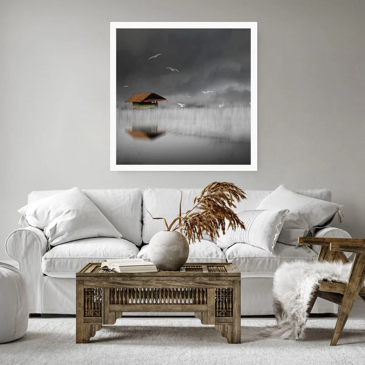 Affiche - Poster - A l'abri de la pluie - 50x50 cm