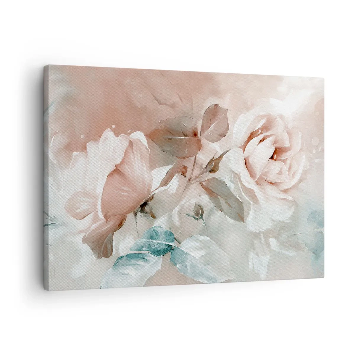 Impression sur toile - Image sur toile - Roses délicates aux tons pastel sur fond clair - 70x50cm - L'esprit du romantisme - Décoration murale moderne pour le salon et la chambre ARTTOR