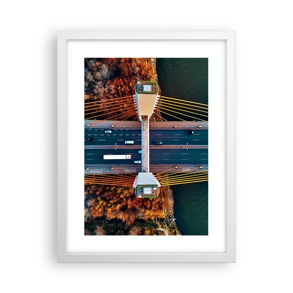 Affiche dans un cadre blanc - Poster - Au dessus de l'eau et de la forêt - 30x40 cm