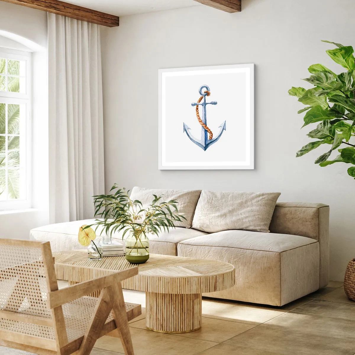 Affiche dans un cadre blanc - Poster - Ah l'aventure ! - 60x60 cm