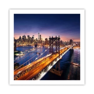 Affiche - Poster - Un pont lumineux au cœur de la ville - 60x60 cm