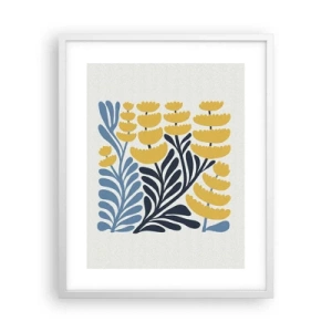 Affiche dans un cadre blanc - Poster - Parterre de fleurs ensoleillé - 40x50 cm