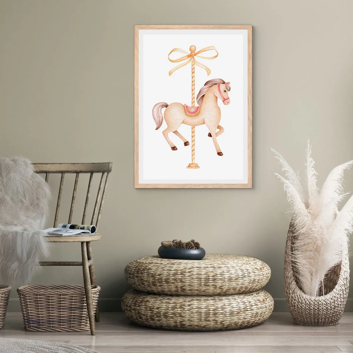 Affiche dans un chêne clair - Poster - Un trot gracieux - 70x100 cm