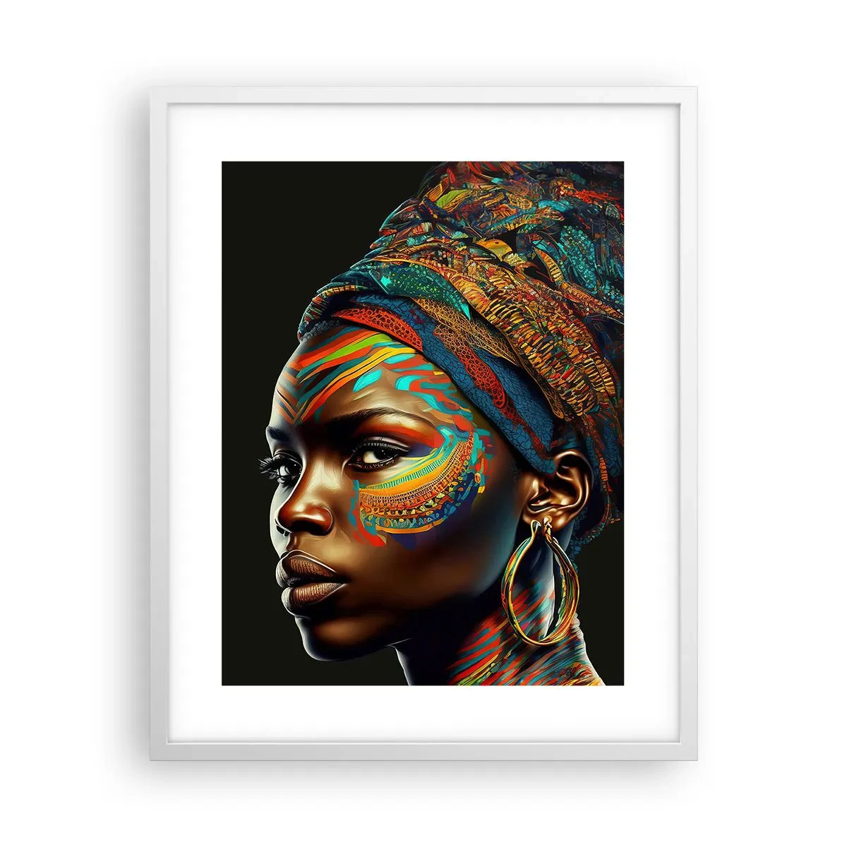 Affiche dans un cadre blanc - Poster - reine africaine - 40x50 cm