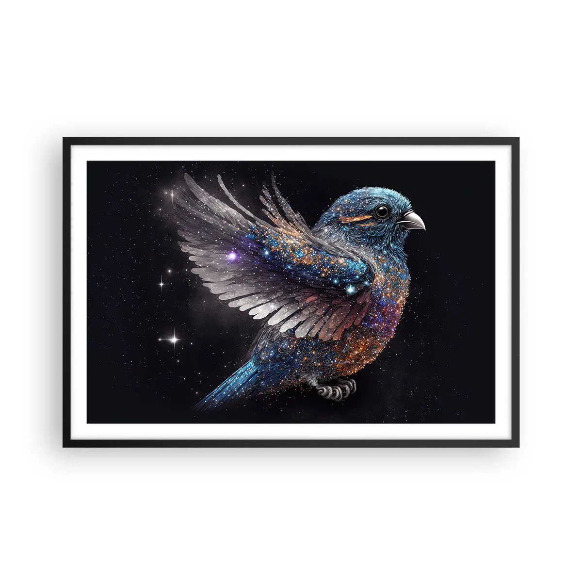 Affiche dans un cadre noir - Poster - Moineau de diamant - 91x61 cm