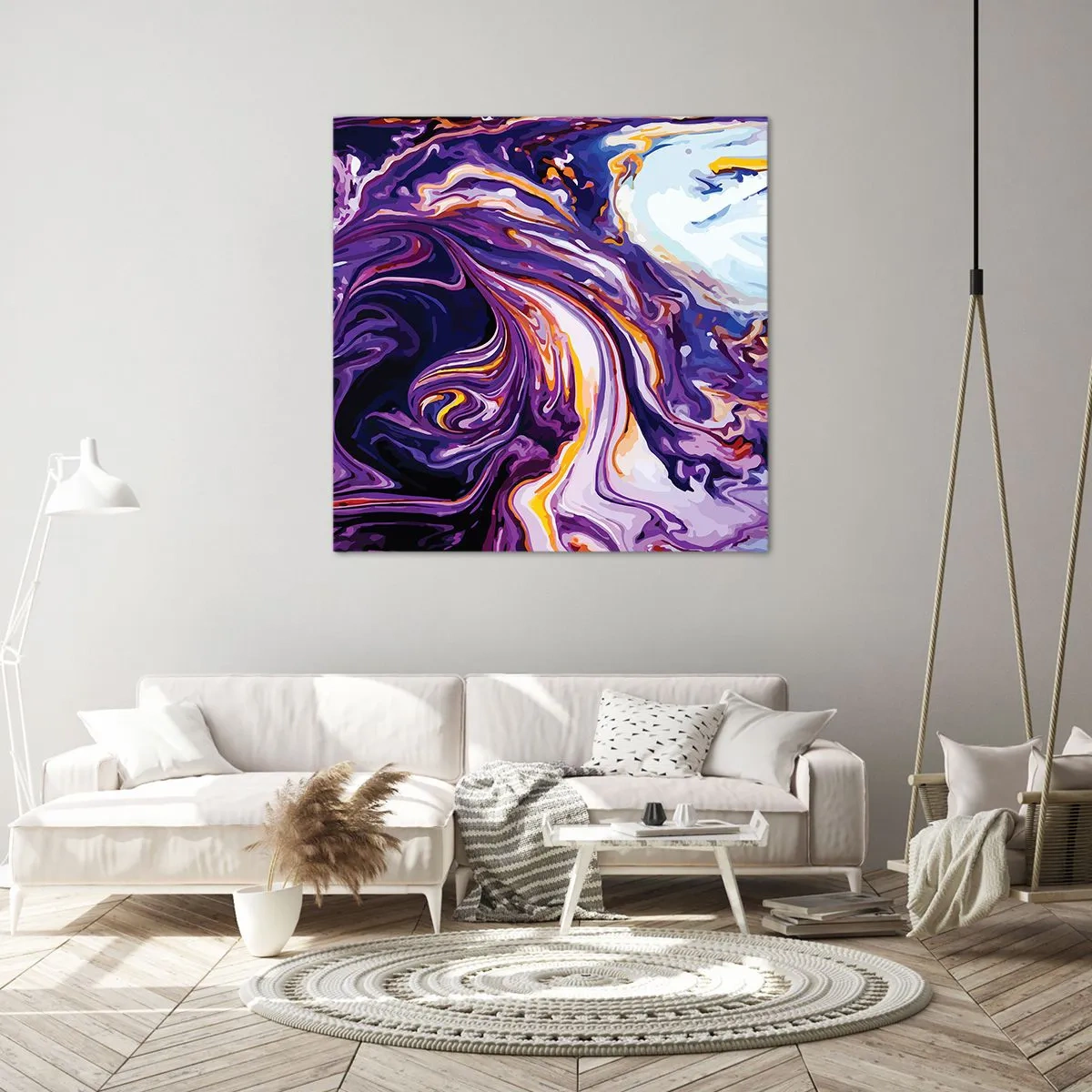 Impression sur toile - Image sur toile - La courbure de l'espace en violet - 50x50 cm