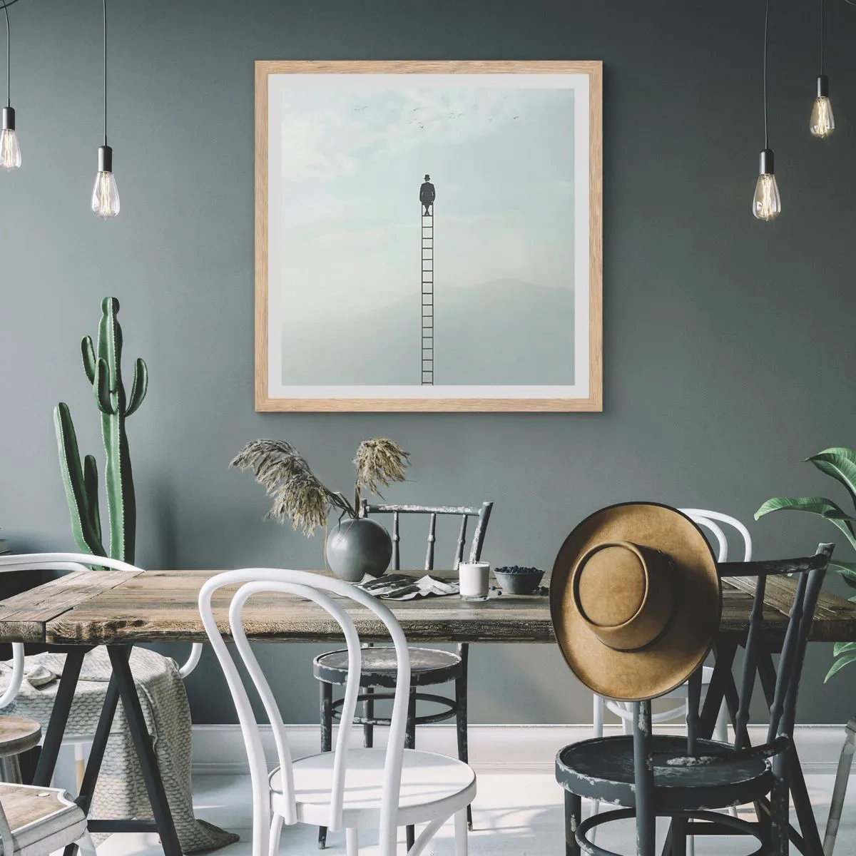 Affiche dans un chêne clair - Poster - Se soulever au-dessus - 60x60 cm