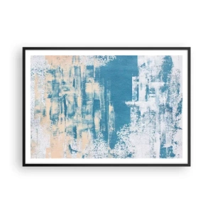 Affiche dans un cadre noir - Poster - Composition abstraite dans les tons de bleu et de blanc - 100x70cm - À travers un iceberg - Décoration murale moderne pour le salon et la chambre ARTTOR