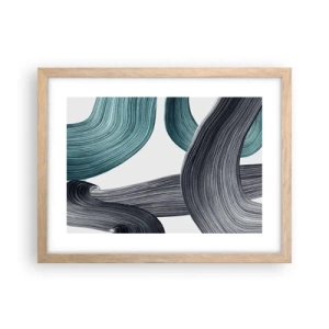 Affiche dans un chêne clair - Poster - Sentiers émeraude et noirs - 40x30 cm