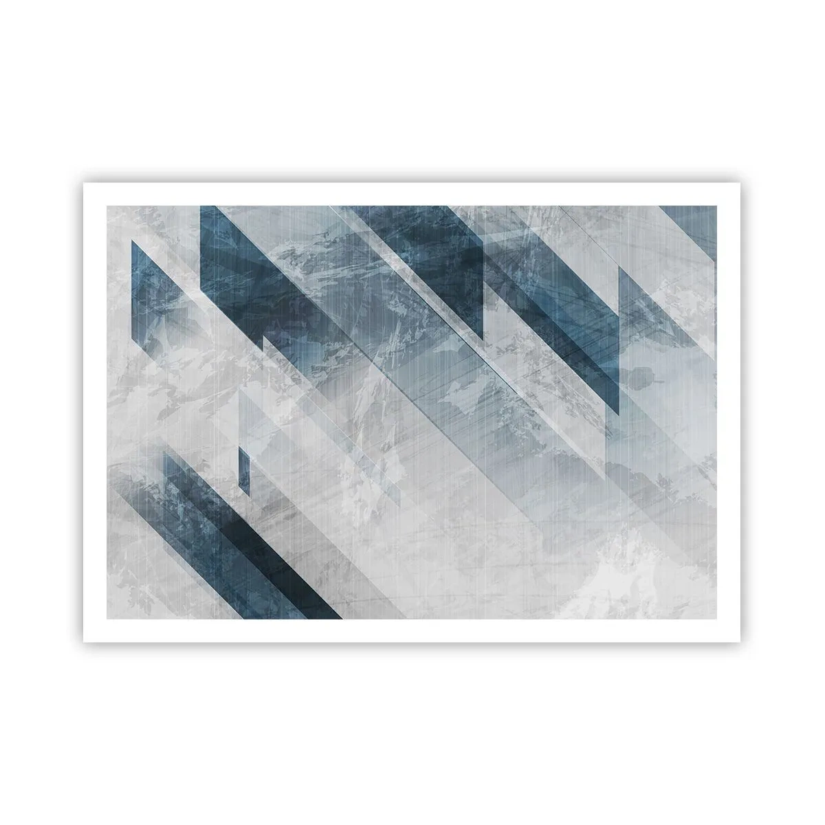 Affiche - Poster - Lignes abstraites dans des tons de gris et de bleu - 100x70cm - Composition spatiale - mouvement gris - Décoration murale moderne pour le salon et la chambre ARTTOR