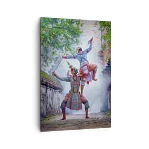 Impression sur toile - Image sur toile - Danse traditionnelle dans un cadre historique avec un mur et des arbres - 70x100cm - La danse est d'une beauté dévastatrice - Décoration murale moderne pour le salon et la chambre ARTTOR