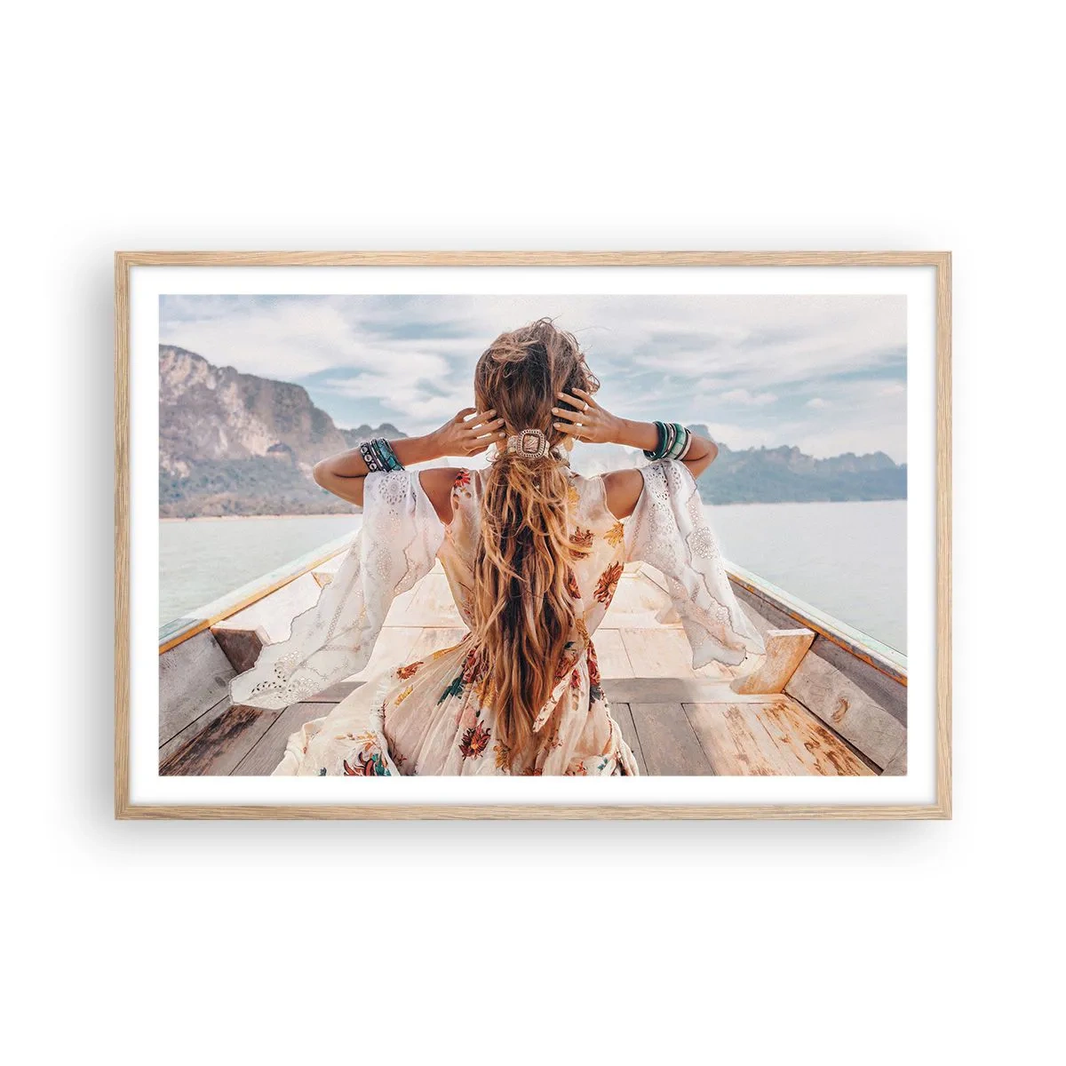 Affiche dans un chêne clair - Poster - En route vers le bonheur - 91x61 cm