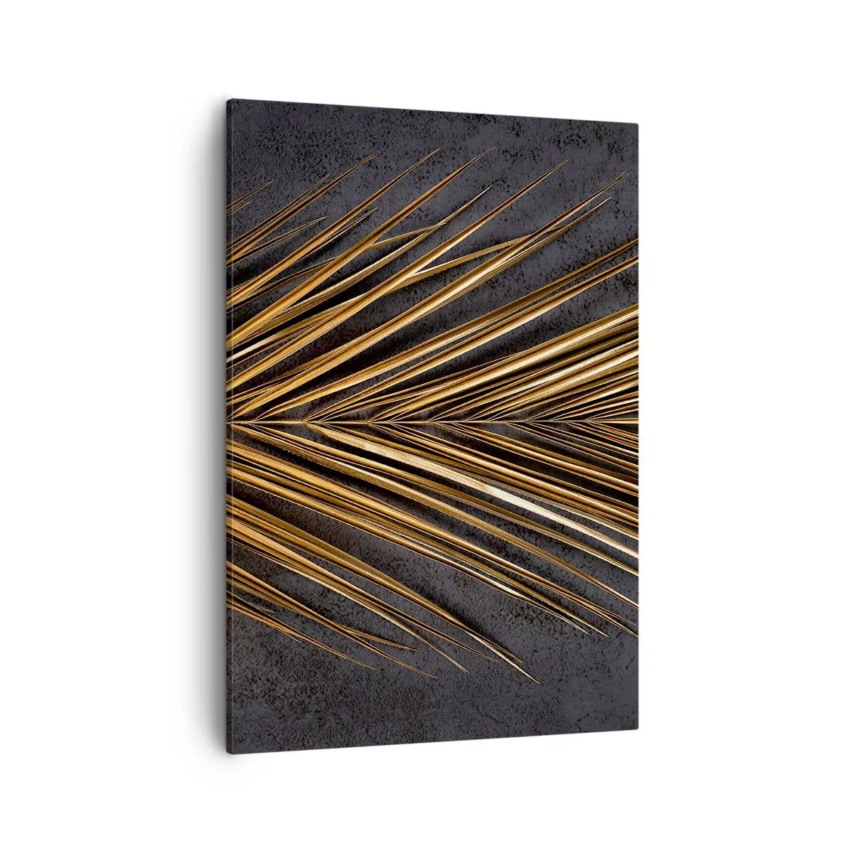 Impression sur toile - Image sur toile - Feuille tropicale dorée sur fond noir - 50x70cm - L'or des tropiques - Décoration murale moderne pour le salon et la chambre ARTTOR