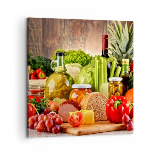 Impression sur toile - Image sur toile - Fumé, cuit au four et mariné - 50x50 cm