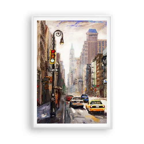 Affiche dans un cadre blanc - Poster - New-Zork - coloré même sous la pluie - 70x100 cm