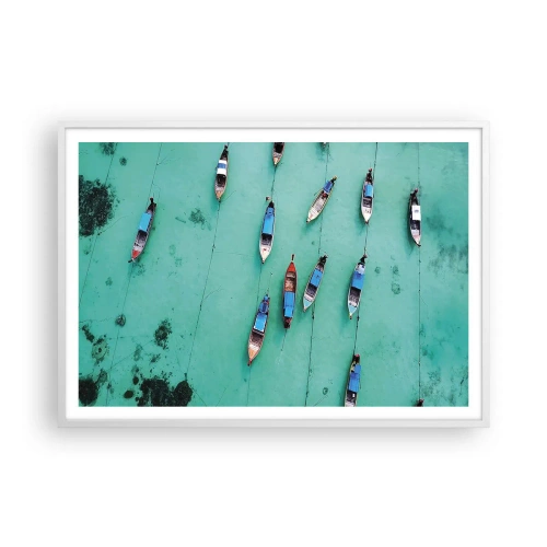 Affiche dans un cadre blanc - Poster - Dans une attente jouyeuse - 100x70 cm