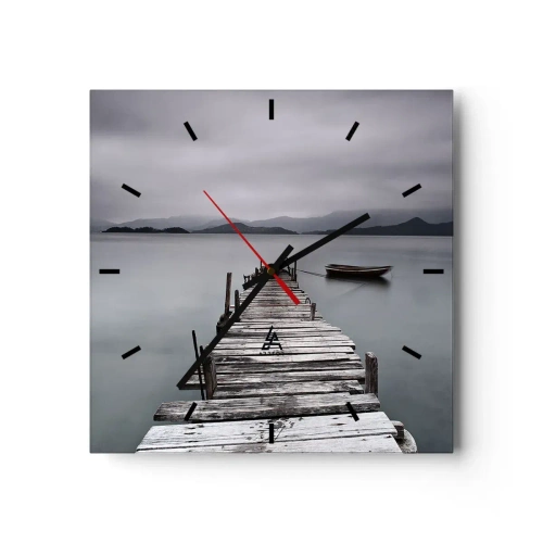 Horloge murale - Pendule murale - Un pont en bois menant à la surface calme du lac - 30x30cm - Tu peux partir demain - Décoration murale moderne pour le salon et la chambre ARTTOR