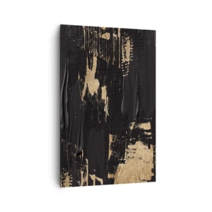 Impression sur toile - Image sur toile - Composition abstraite dans les tons de noir et d'or - 80x120cm - Empreinte du toucher - Décoration murale moderne pour le salon et la chambre ARTTOR