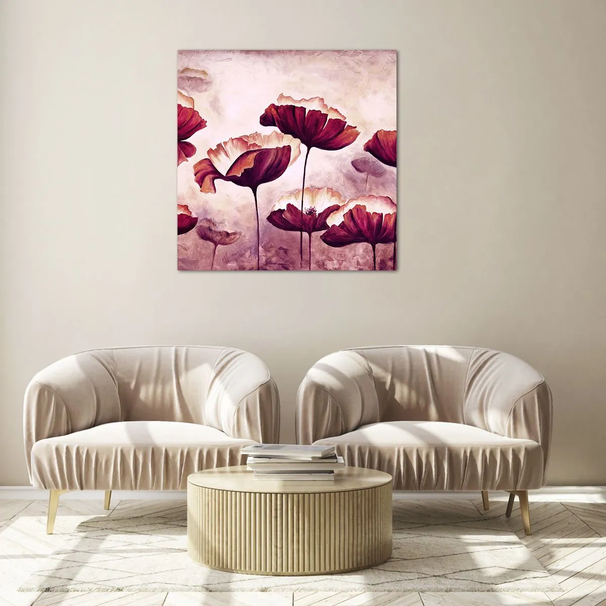 Impression sur verre - Image sur verre - Pétale rouge et blanc - 60x60 cm