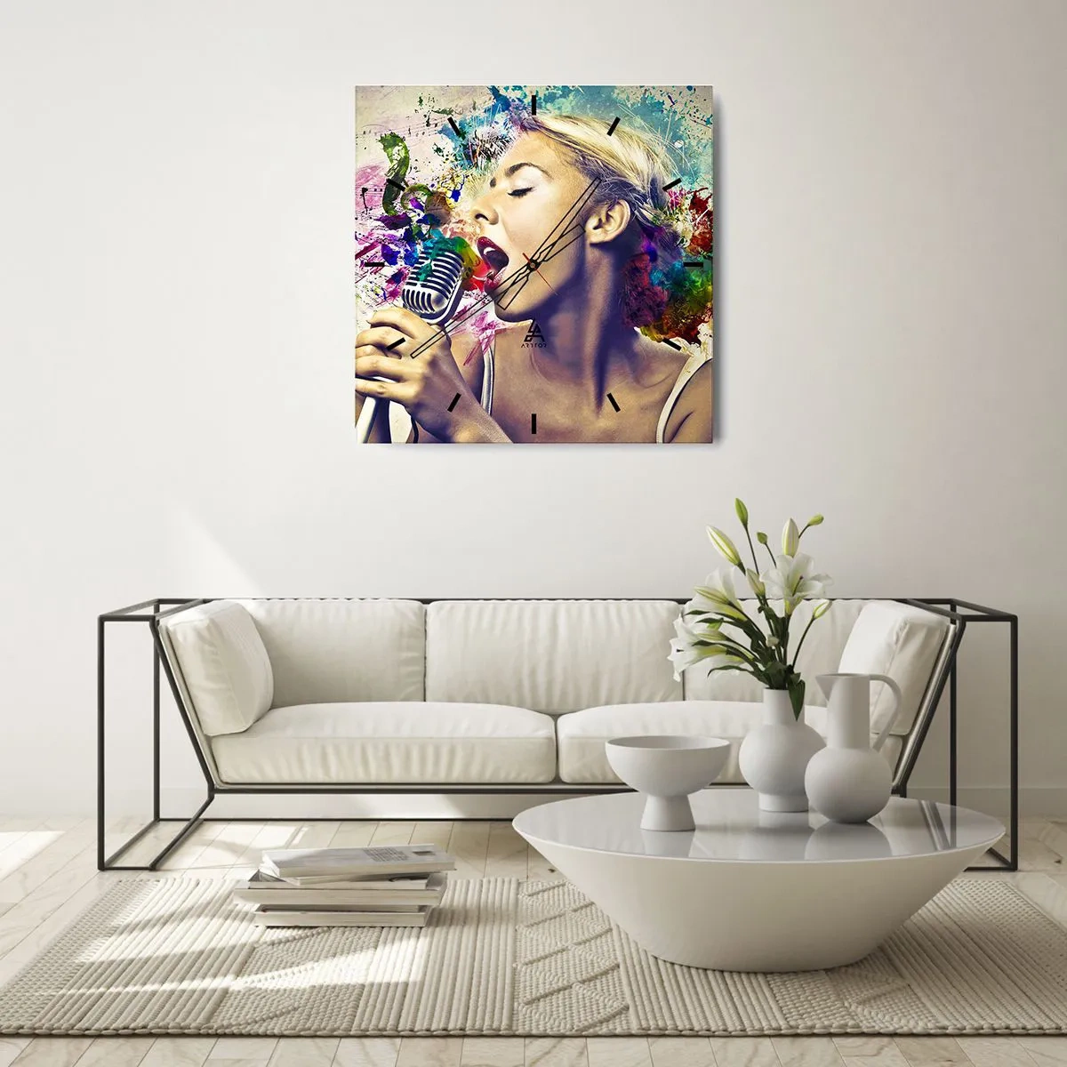 Horloge murale - Pendule murale - Peindre le monde avec sa voix - 40x40 cm