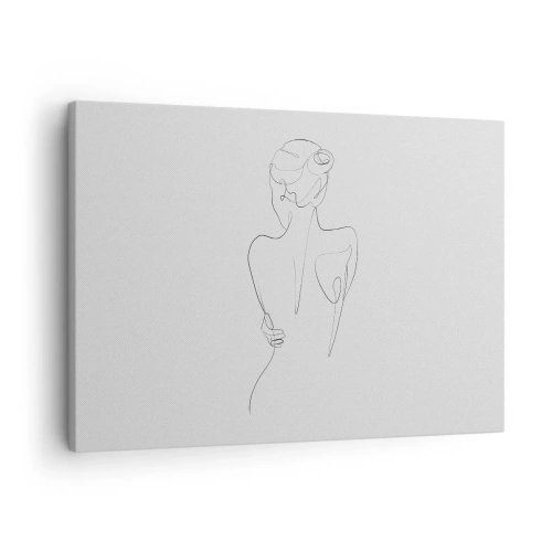 Impression sur toile - Image sur toile - Une ligne de contour montrant une silhouette féminine sur un fond clair - 70x50cm - Musique corporelle - Décoration murale moderne pour le salon et la chambre ARTTOR