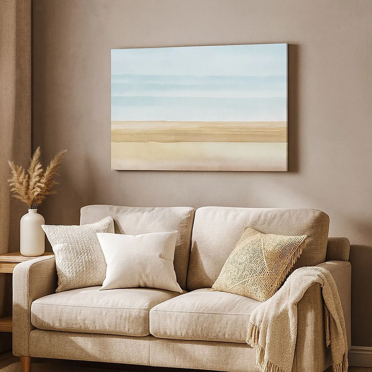 Impression sur toile - Image sur toile - Un couple de cardinaux perchés sur des branches dans un paysage pastel - 70x50cm - Conte de la forêt rose - Décoration murale moderne pour le salon et la chambre ARTTOR