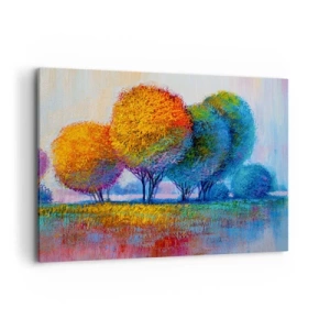 Impression sur toile - Image sur toile - Arbres colorés dans un paysage impressionniste - 120x80cm - Un bouquet de couleurs éclatantes - Décoration murale moderne pour le salon et la chambre ARTTOR