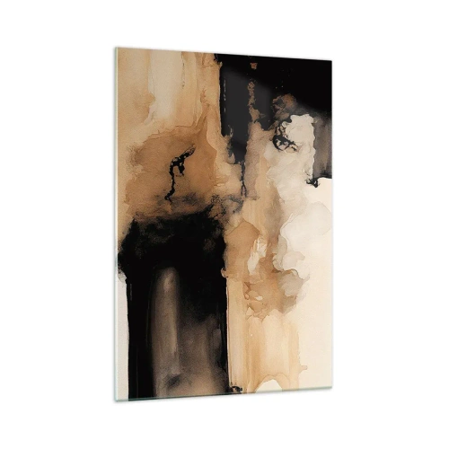 Impression sur verre - Image sur verre - Composition abstraite dans les tons de marron et de noir - 70x100cm - Une abstraction intrigante - Décoration murale moderne pour le salon et la chambre ARTTOR