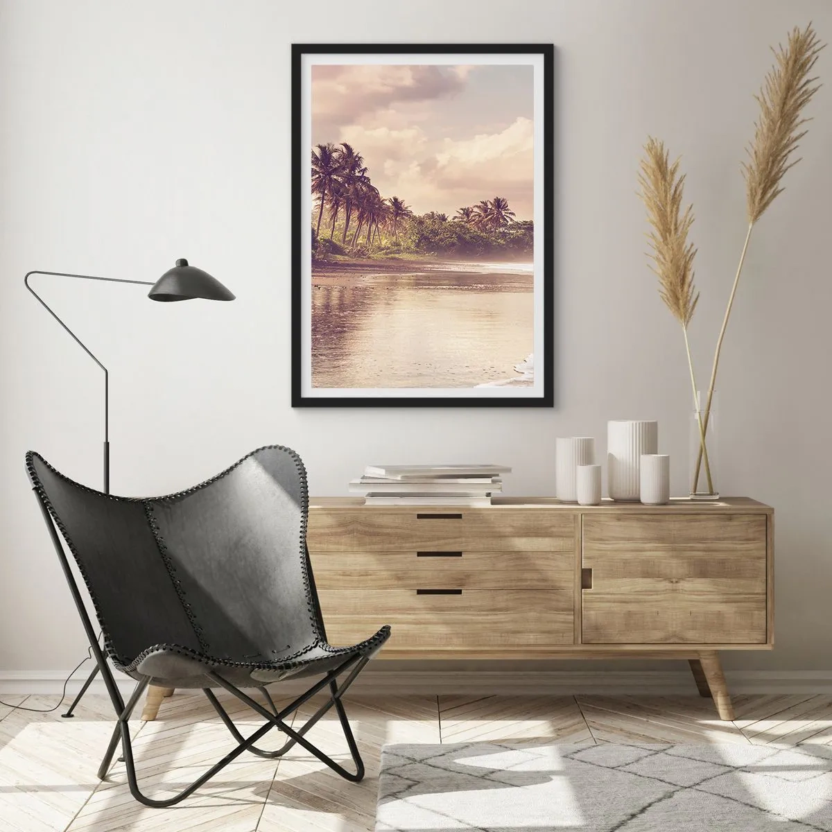 Affiche dans un cadre noir - Poster - La caresse des vagues - 61x91 cm