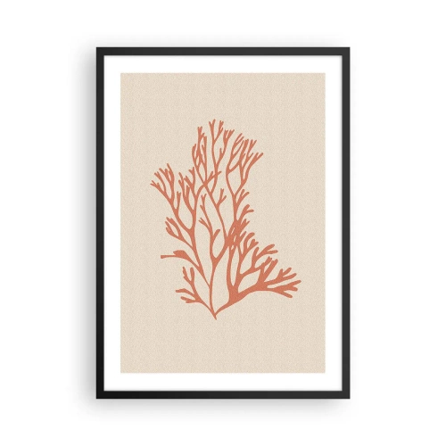 Affiche dans un cadre noir - Poster - Une délicate illustration de corail sur fond clair - 50x70cm - Filigrane de corail - Décoration murale moderne pour le salon et la chambre ARTTOR