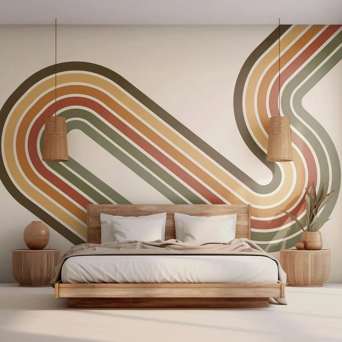 Papier Peint Photo Premium Sand - En zig zag vers le but - Abstraction, Morceau, Modèle moderne - 100x70 cm