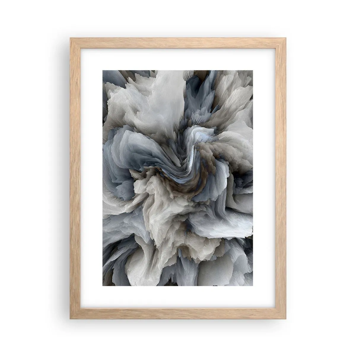 Affiche dans un chêne clair - Poster - Pierre et fleur - 30x40 cm