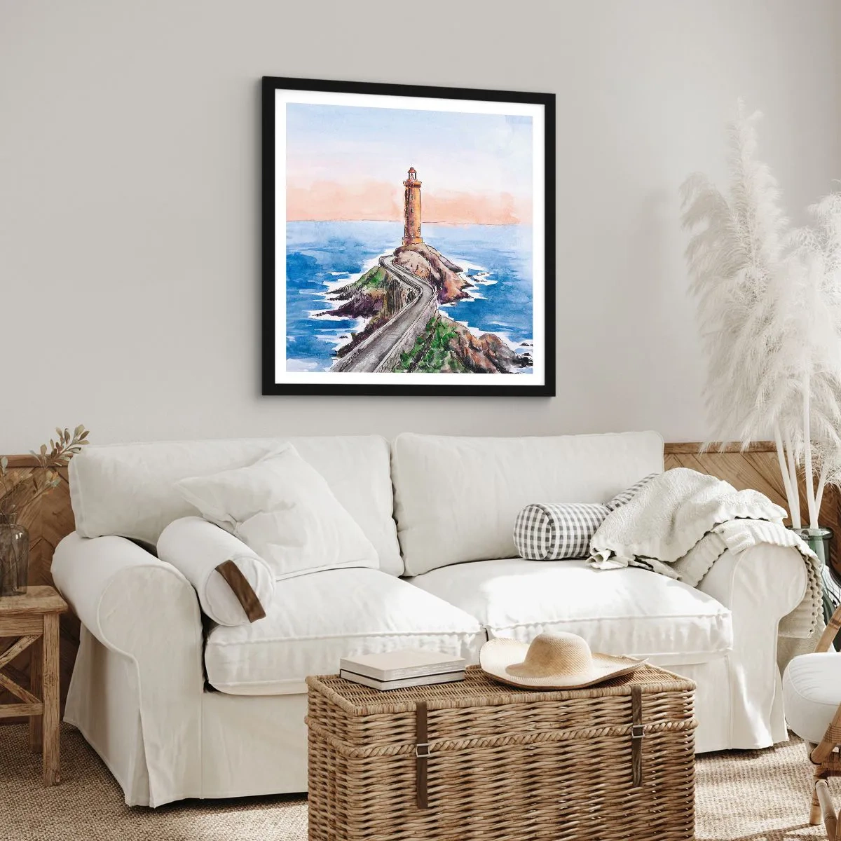 Affiche dans un cadre noir - Poster - Face à la mer - 40x40 cm