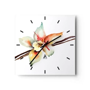 Horloge murale - Pendule murale - Illustration florale à l'aquarelle aux couleurs pastel - 30x30cm - Douceur de couleur renversée - Décoration murale moderne pour le salon et la chambre ARTTOR
